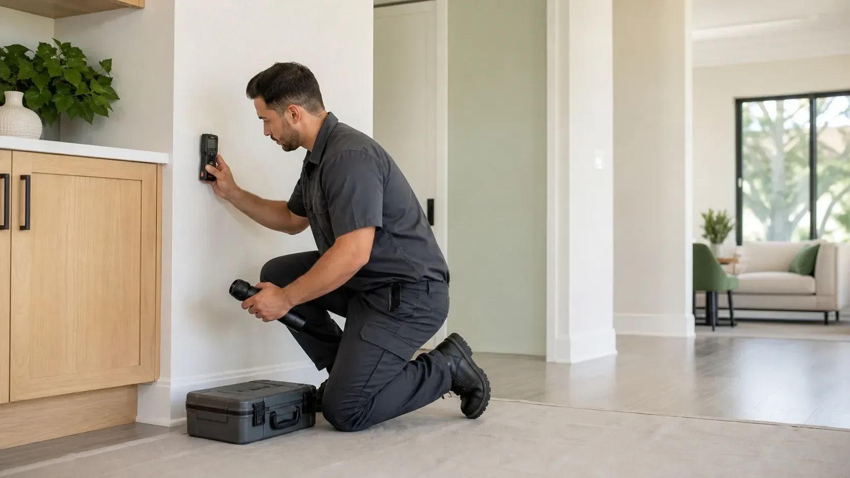 Technician conducting a moisture inspection for mold removal orlando