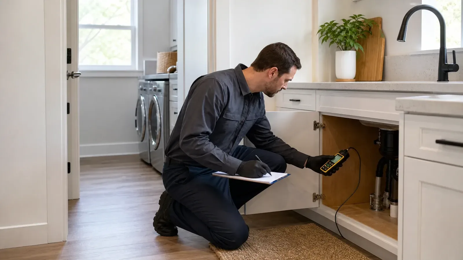 Technician conducting a moisture inspection for black mold removal orlando